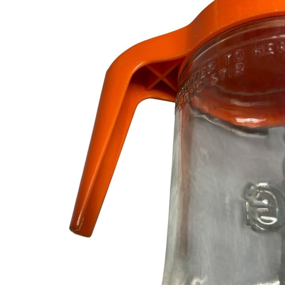 1970s Anchor Hocking Glass TANG Orange Drink Clear Glass Pitcher With Lid - Picture 6 of 9
